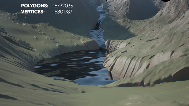 Cartoon mountain terrain with a body of water and river 3D Модель .c4d .max .obj .3ds .fbx .stl .blend 