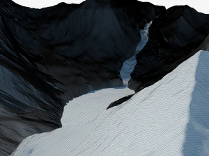 Cartoon-Berggel&auml;nde mit einem Gew&auml;sser und einem Fluss 3D Modell