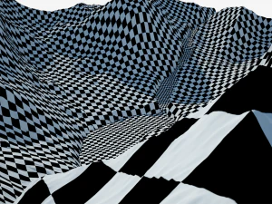 Cartoon-Berggel&auml;nde mit einem Gew&auml;sser und einem Fluss 3D Modell