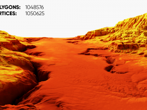 Cartoon mountain terrain with canyon and fissures Modelo 3D