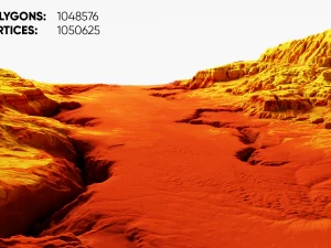 Cartoon-Berggel&auml;nde mit Schlucht und Spalten 3D Modell