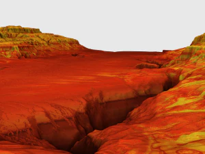 Cartoon mountain terrain with canyon and fissures 3D Model