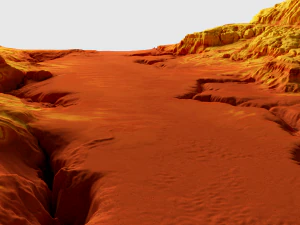 Cartoon mountain terrain with canyon and fissures 3D Model