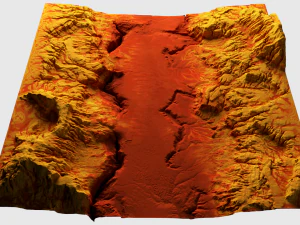 Cartoon mountain terrain with canyon and fissures 3D Model