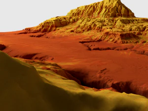 Cartoon mountain terrain with canyon and fissures 3D Model