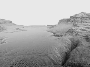 Cartoon mountain terrain with canyon and fissures 3D Model