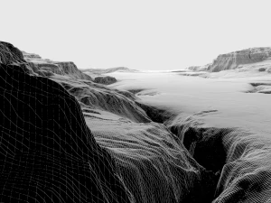Cartoon mountain terrain with canyon and fissures 3D Model