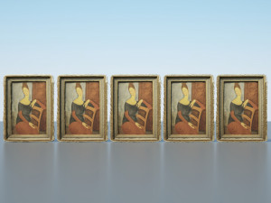 Modigliani group of paintings in row 3D Model