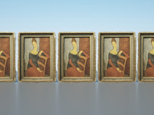Modigliani group of paintings in row 3D Model