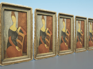 Modigliani group of paintings in row 3D Model