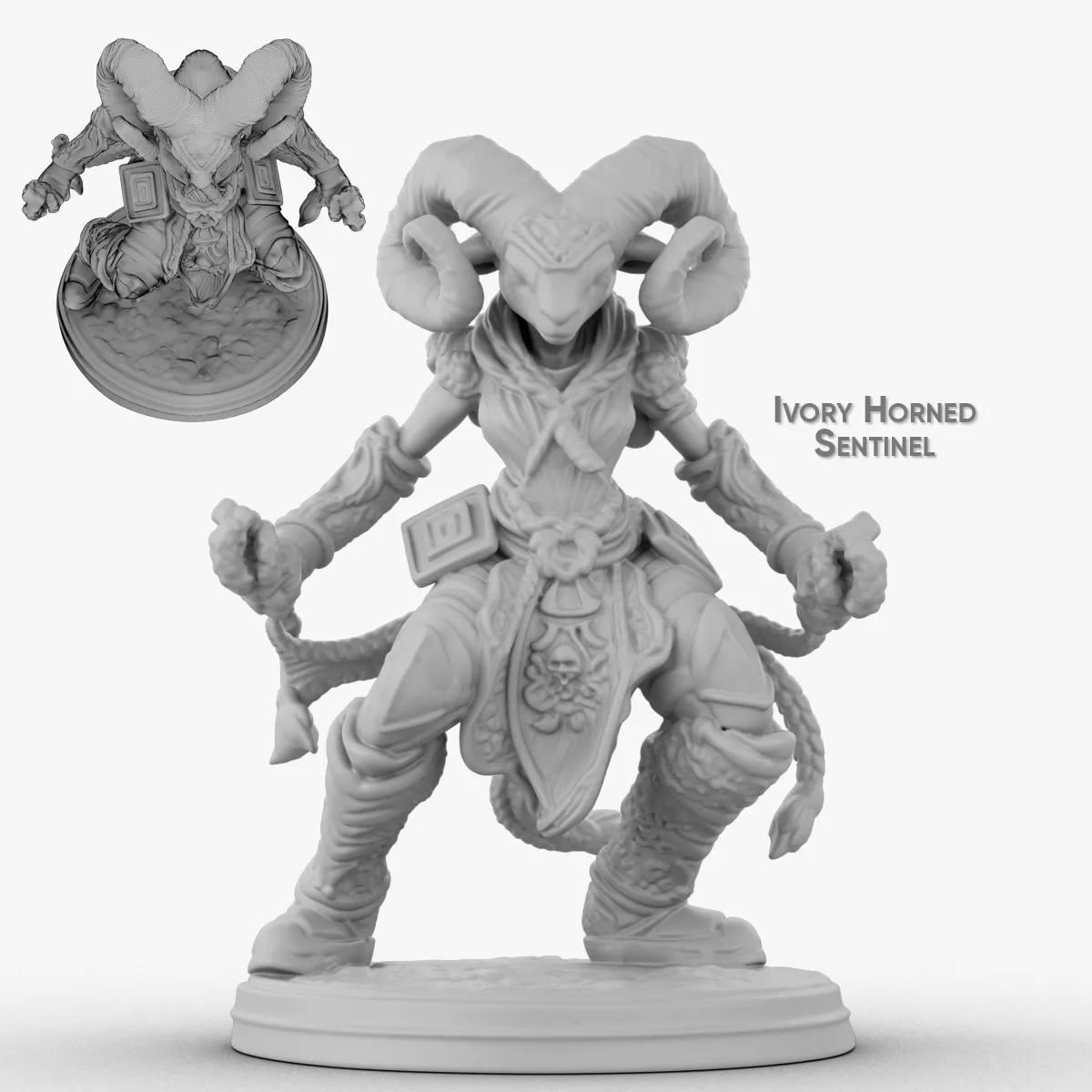 Ivory Horned Sentinel 3D Model .c4d .max .obj .3ds .fbx .stl .blend