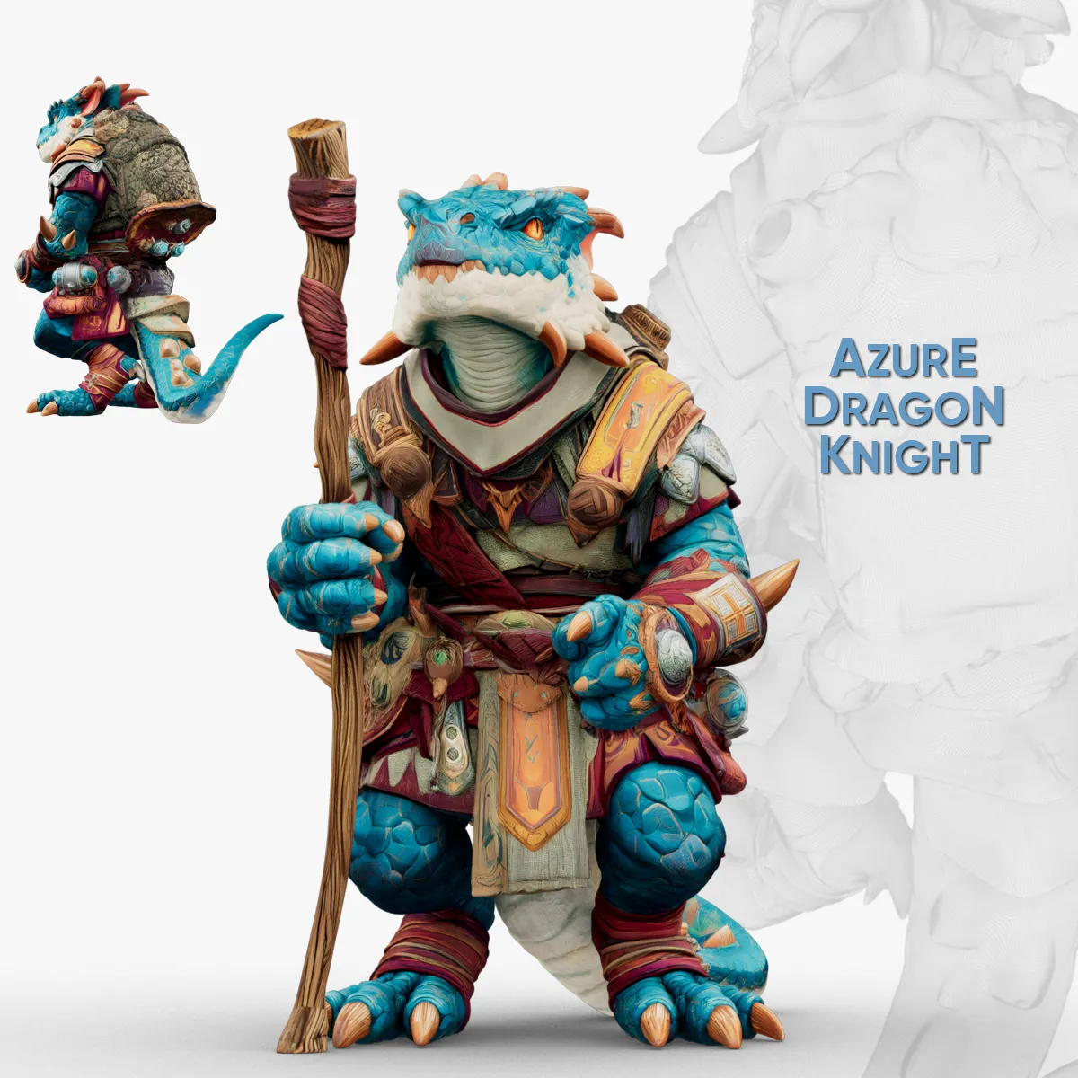 Azure Dragon Knight 3D Model .c4d .max .obj .3ds .fbx .stl .blend