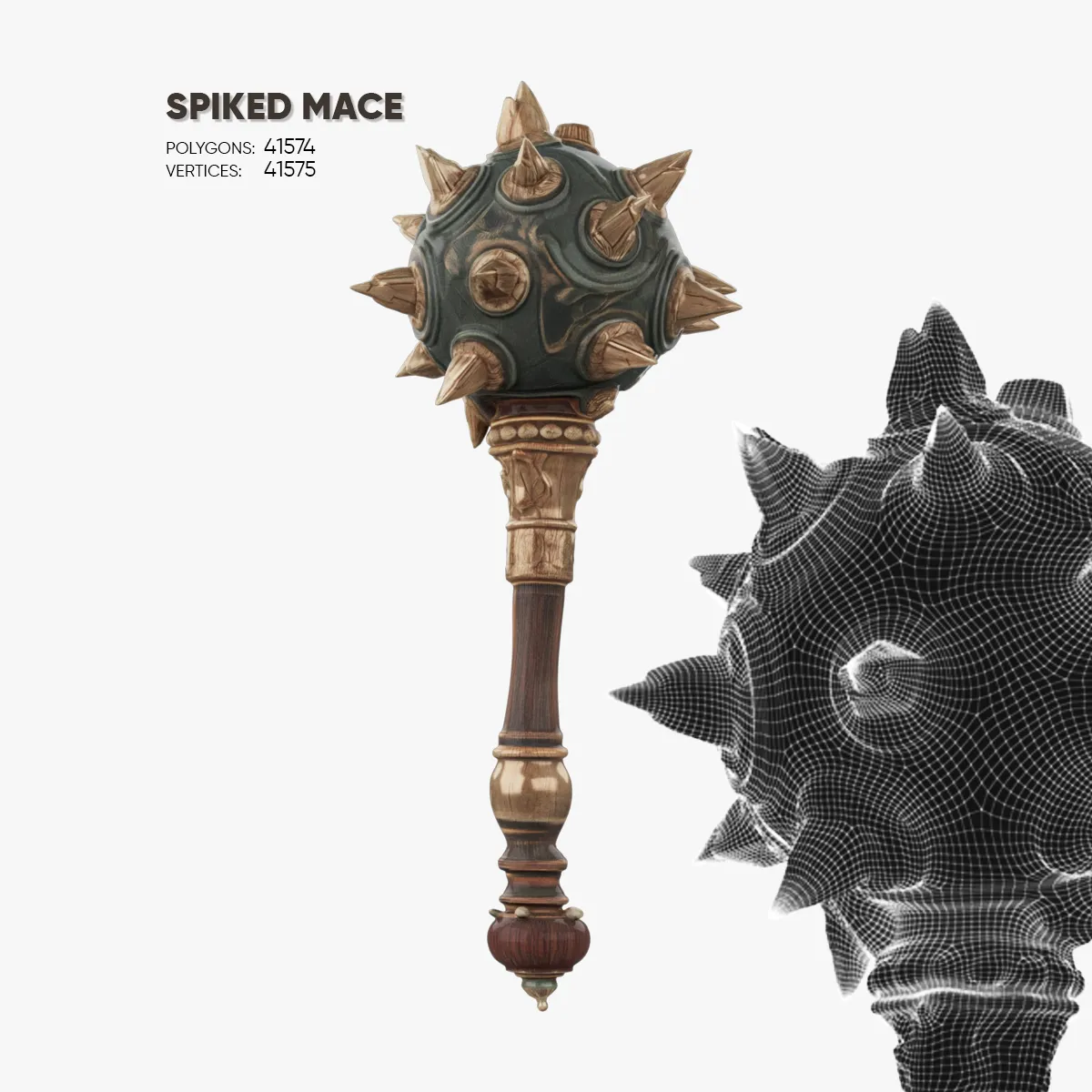 Spiked Mace 3D Model .c4d .max .obj .3ds .fbx .stl .blend 