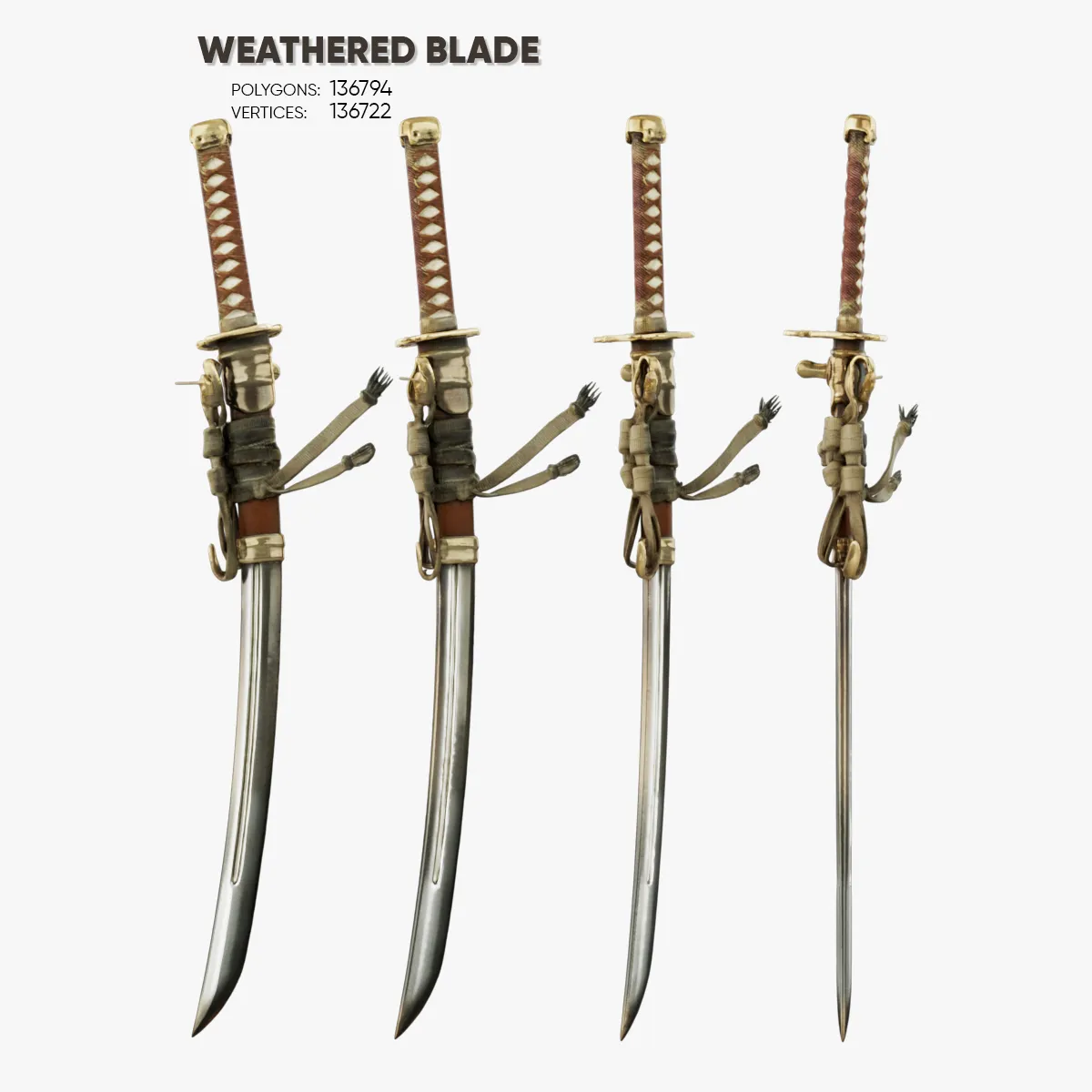 Weathered Blade 3D Model .c4d .max .obj .3ds .fbx .stl .blend