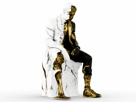 Marble Melting Thinking Man 3D Model