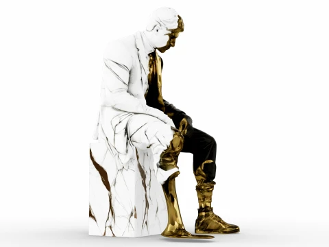 Marble Melting Thinking Man 3D Model