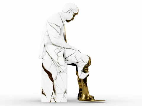 Marble Melting Thinking Man 3D Model