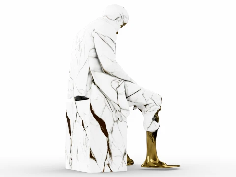 Marble Melting Thinking Man 3D Model