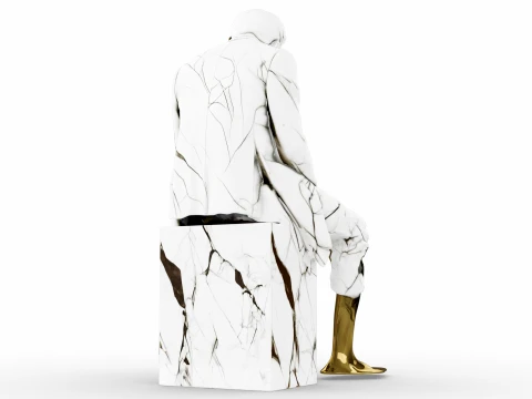 Marble Melting Thinking Man 3D Model