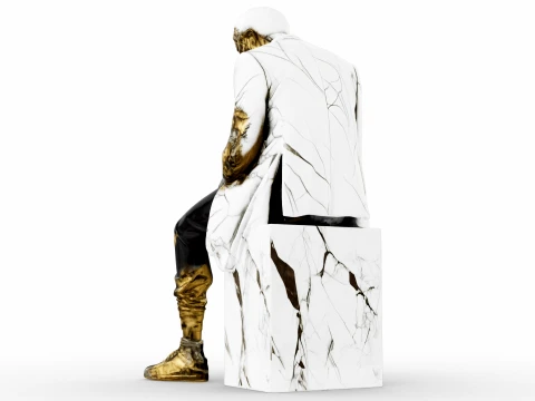 Marble Melting Thinking Man 3D Model
