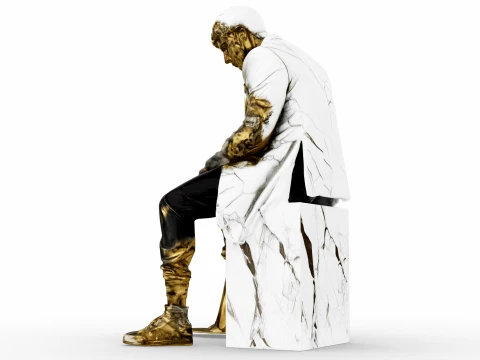 Marble Melting Thinking Man 3D Model