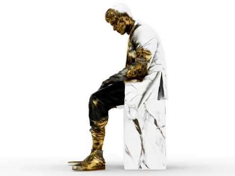 Marble Melting Thinking Man 3D Model