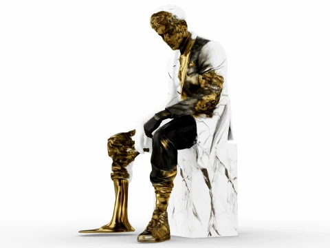 Marble Melting Thinking Man 3D Model