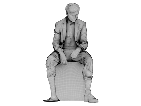 Marble Melting Thinking Man 3D Model
