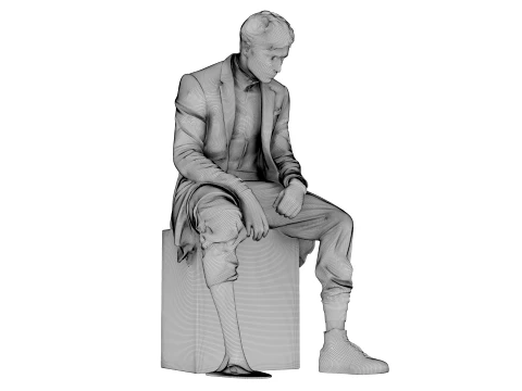 Marble Melting Thinking Man 3D Model