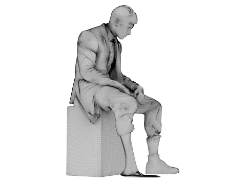 Marble Melting Thinking Man 3D Model
