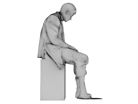 Marble Melting Thinking Man 3D Model