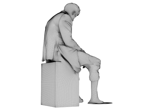 Marble Melting Thinking Man 3D Model