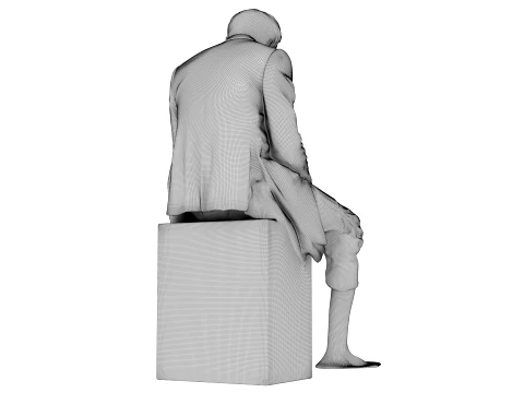 Marble Melting Thinking Man 3D Model