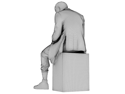 Marble Melting Thinking Man 3D Model