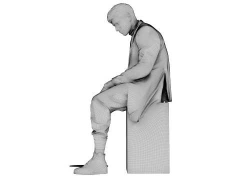 Marble Melting Thinking Man 3D Model