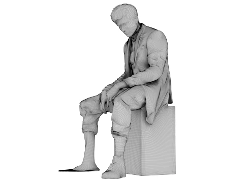 Marble Melting Thinking Man 3D Model
