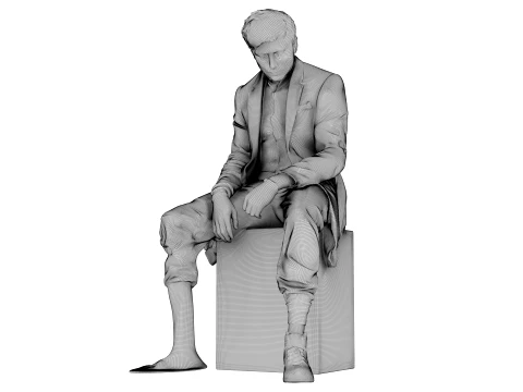 Marble Melting Thinking Man 3D Model
