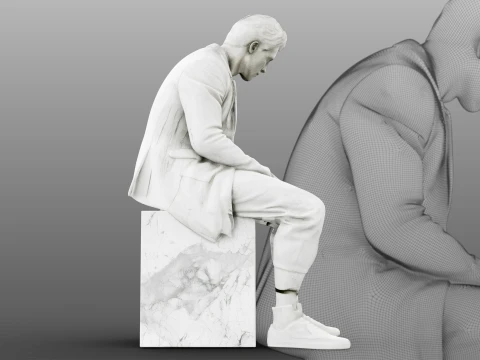 Marble sculpture Sitting Man 3D Model