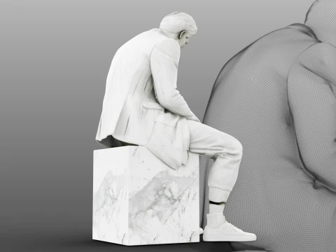 Marble sculpture Sitting Man 3D Model