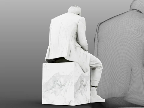 Marble sculpture Sitting Man 3D Model