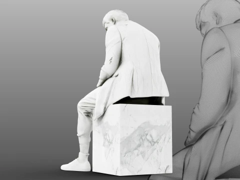 Marble sculpture Sitting Man 3D Model