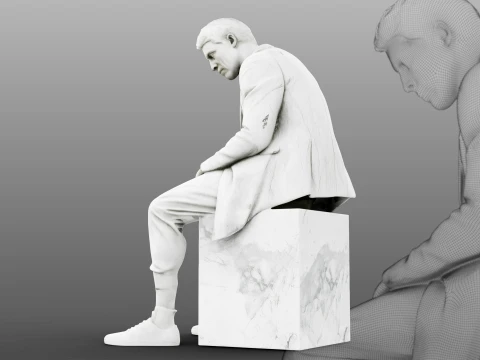Marble sculpture Sitting Man 3D Model