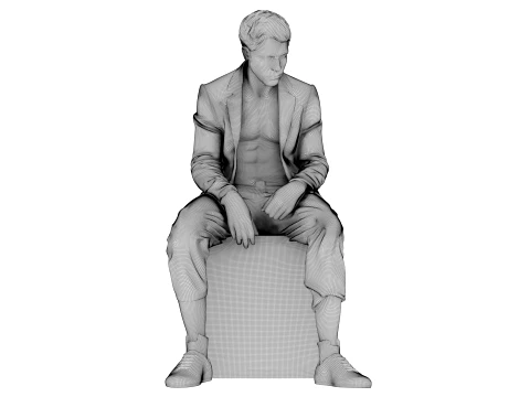 Marble sculpture Sitting Man 3D Model
