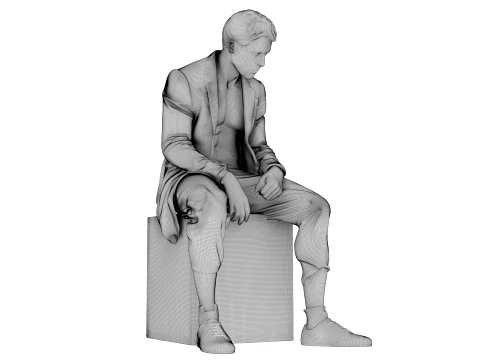 Marble sculpture Sitting Man 3D Model
