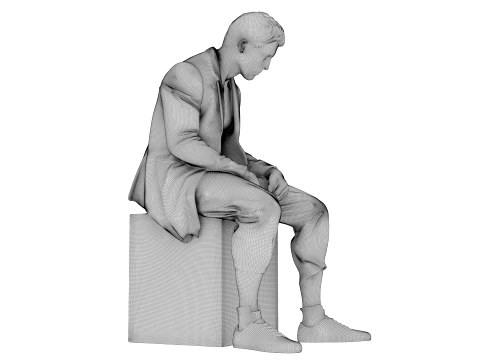 Marble sculpture Sitting Man 3D Model