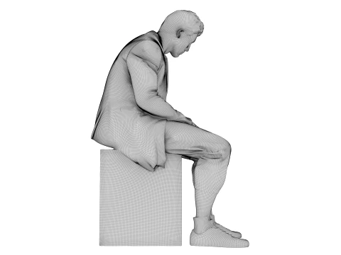 Marble sculpture Sitting Man 3D Model