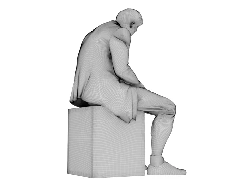 Marble sculpture Sitting Man 3D Model