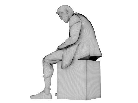 Marble sculpture Sitting Man 3D Model