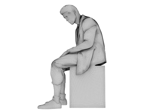 Marble sculpture Sitting Man 3D Model