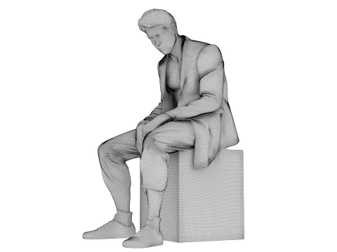 Marble sculpture Sitting Man 3D Model